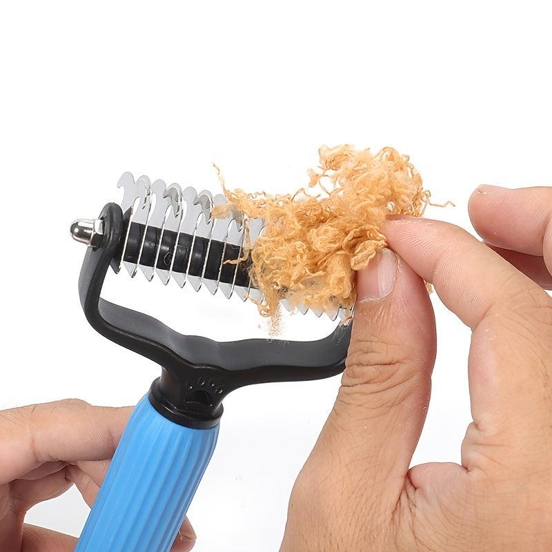 Double Sided Stainless Steel Hair Knot Rake Comb for Easy Dog Grooming