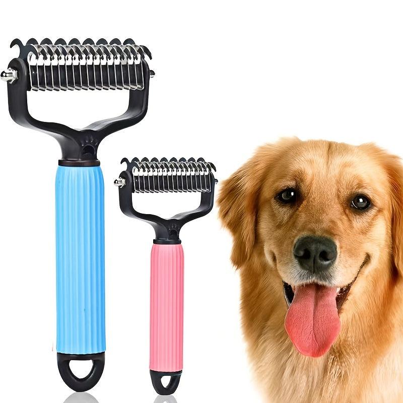Double Sided Stainless Steel Hair Knot Rake Comb for Easy Dog Grooming