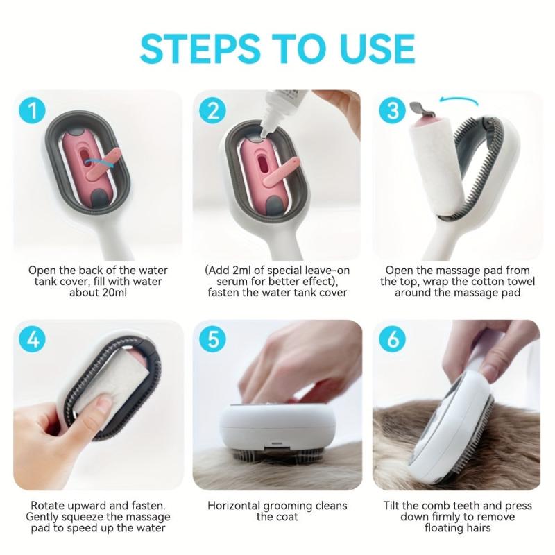 2-in-1 Pet Grooming Comb with Water Tank - Hair Removal & Massage