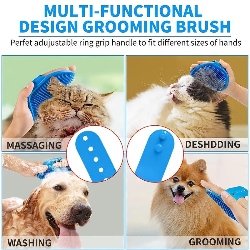 3PCS Dog Bath Brush Dog Shampoo Brush Dog Scrubber Pet Bath Massage