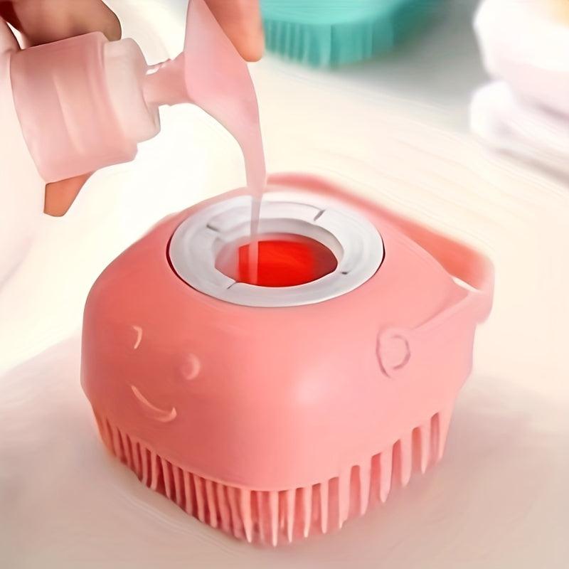 Pet Shampoo Brush with Storage for Dog & Cat Grooming