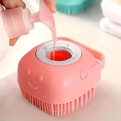 Pet Shampoo Brush with Storage for Dog & Cat Grooming