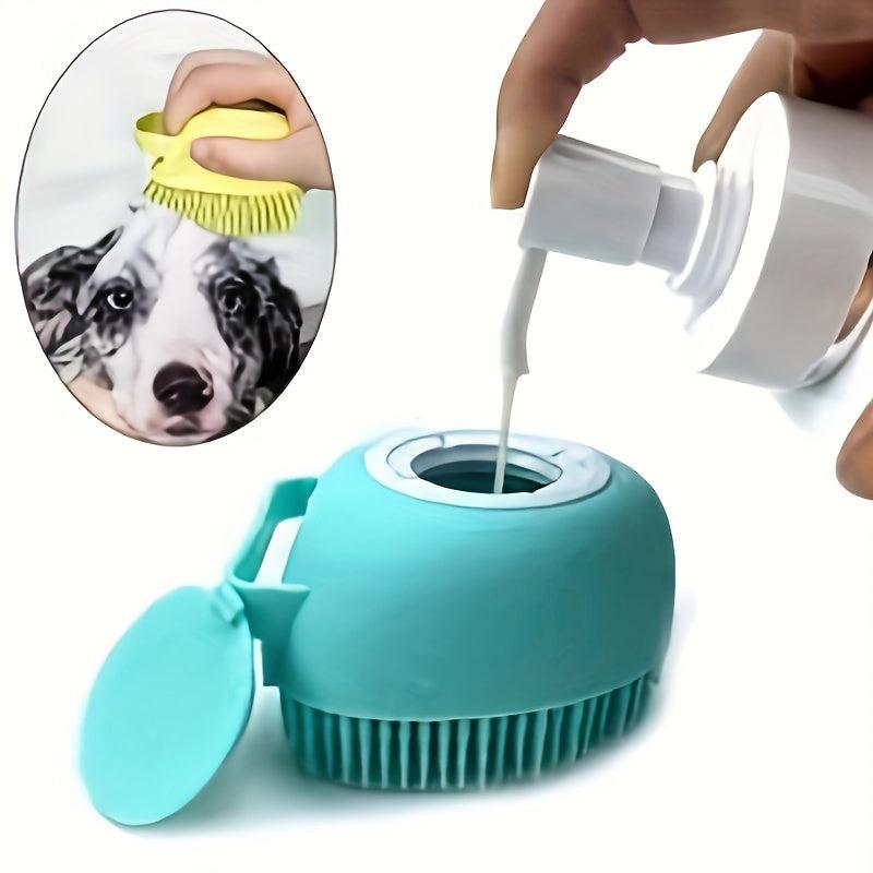 Pet Shampoo Brush with Storage for Dog & Cat Grooming