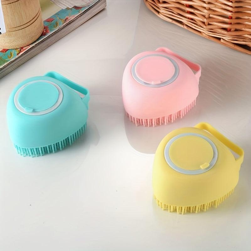 Pet Shampoo Brush with Storage for Dog & Cat Grooming