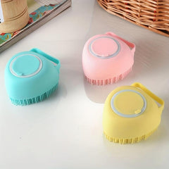 Pet Shampoo Brush with Storage for Dog & Cat Grooming