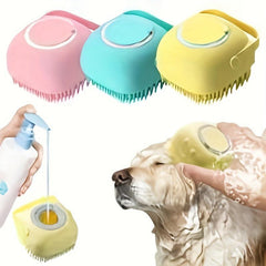 Pet Shampoo Brush with Storage for Dog & Cat Grooming