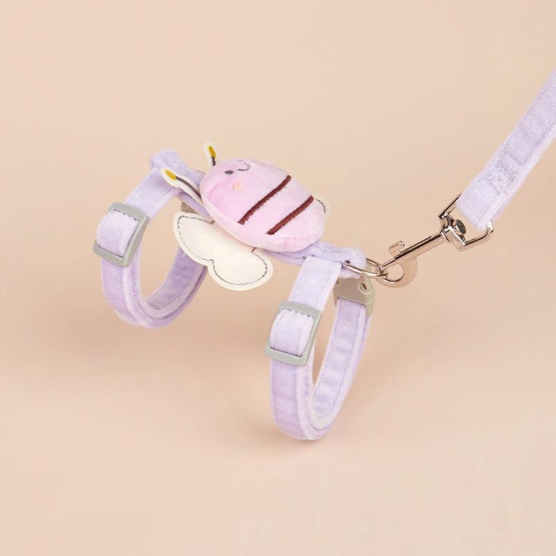 Safe Puppy Harness With Leash Bee Shaped Cat Chest Harness Cat Rope