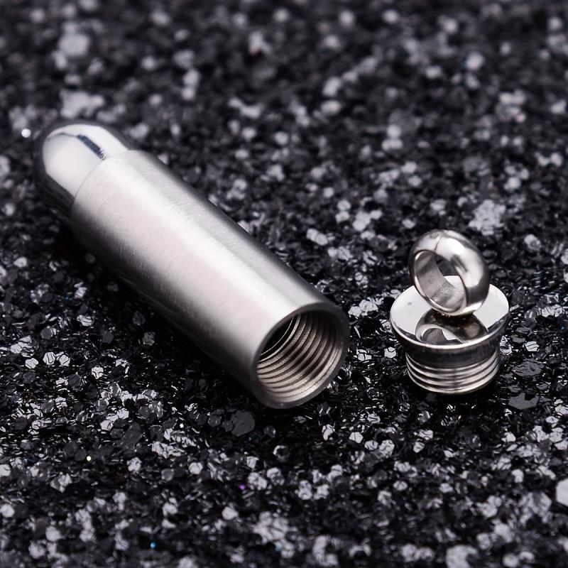 Stainless Steel American Flag Bullet Pendant Cremation Urn Necklace