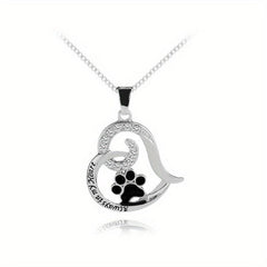 Heart Shaped Paw Pendant Necklace - Ideal Gift for Women