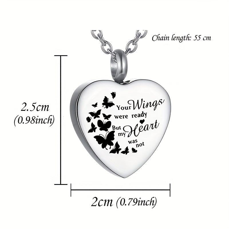 Heart Pendant Cremation Jewelry for Pet Ashes Stainless Steel Urn Necklace