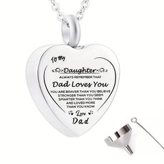 Heart Shaped Cremation Jewelry Keepsake Urn Necklace - Silver Stainless Steel