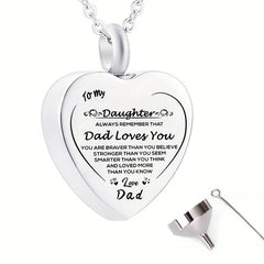 Heart Shaped Cremation Jewelry Keepsake Urn Necklace - Silver Stainless Steel