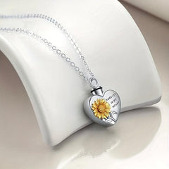 Heart Sunflower Pet Memorial Urn Necklace Cremation Jewelry