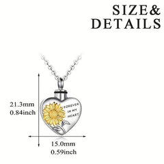 Heart Sunflower Pet Memorial Urn Necklace Cremation Jewelry