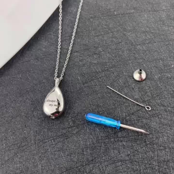 Teardrop Cremation Jewelry For Pet & Human Ashes Memorial Urn Necklace