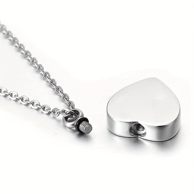 Stainless Steel Heart Shaped Pet Memorial Necklace