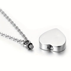 Stainless Steel Heart Shaped Pet Memorial Necklace