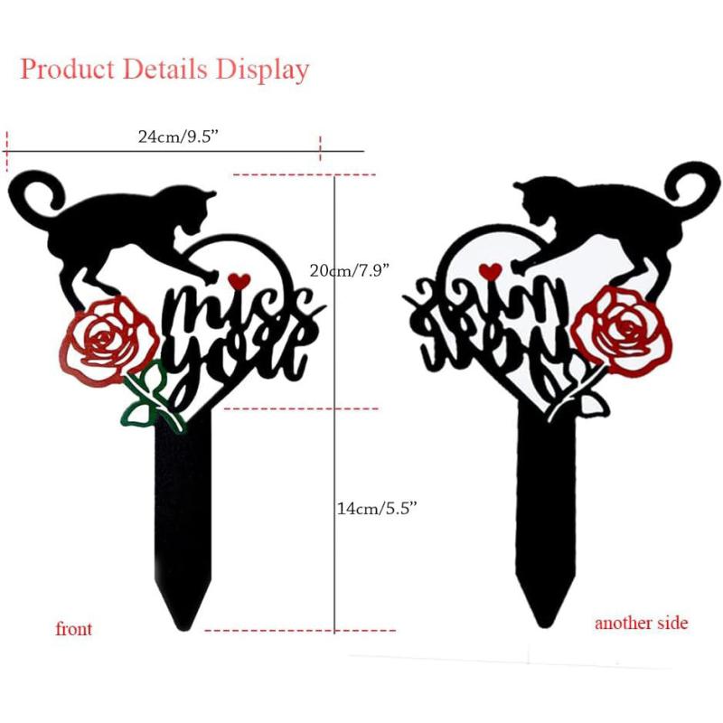 Personalized Cat Memorial Stake with Cross Durable Grave Marker