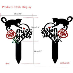 Personalized Cat Memorial Stake with Cross Durable Grave Marker