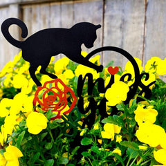 Personalized Cat Memorial Stake with Cross Durable Grave Marker