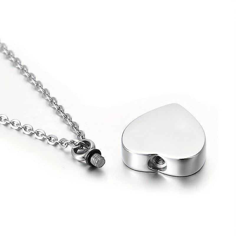 Heart Shaped Stainless Steel Cremation Urn Necklace for Pet Ashes
