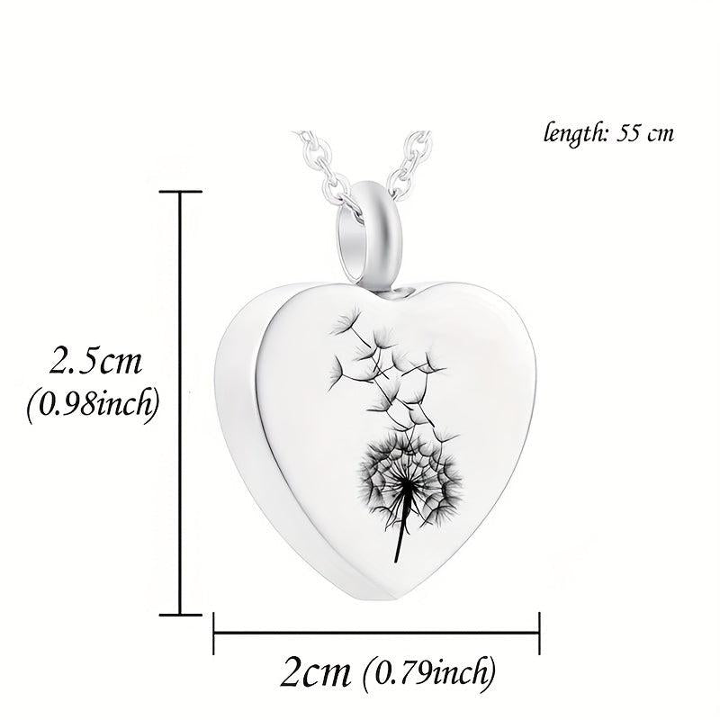 Heart Shaped Stainless Steel Cremation Urn Necklace for Pet Ashes