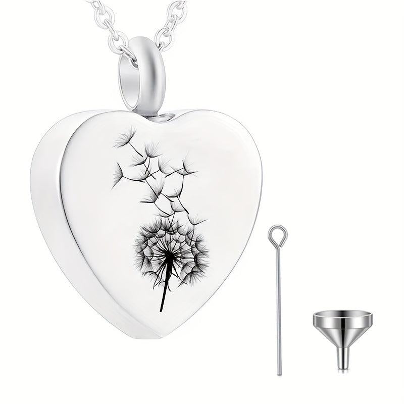 Heart Shaped Stainless Steel Cremation Urn Necklace for Pet Ashes