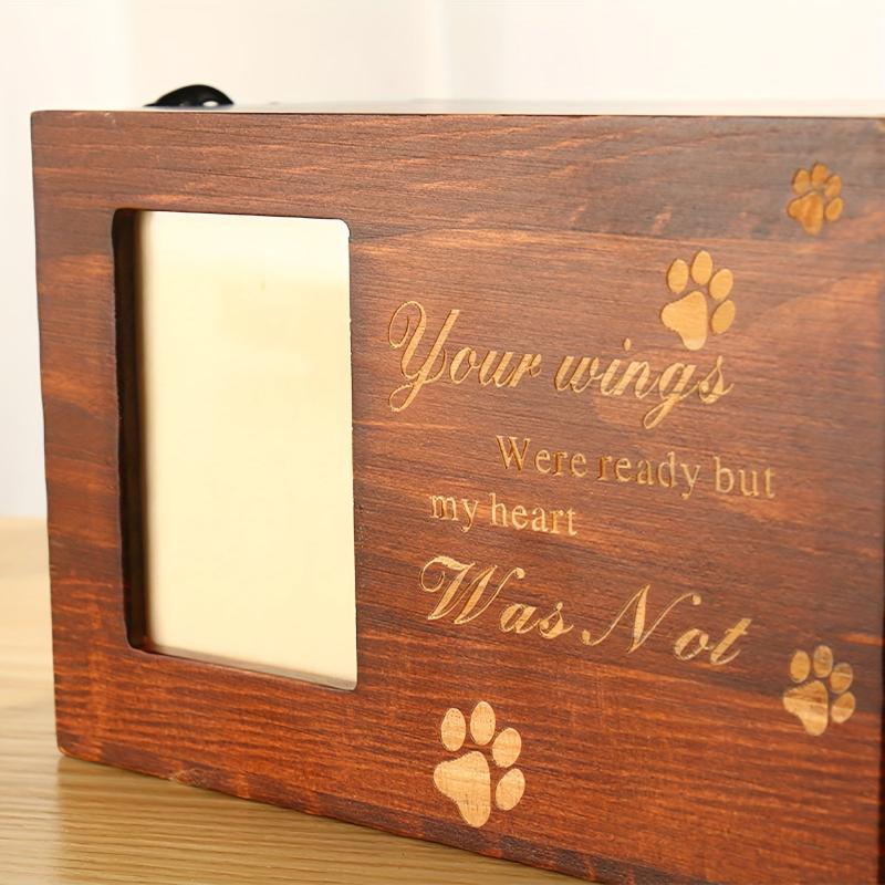 Pet Memorial Box with Photo Frame Wooden Keepsake Storage for Cats and Dogs