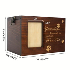 Pet Memorial Box with Photo Frame Wooden Keepsake Storage for Cats and Dogs