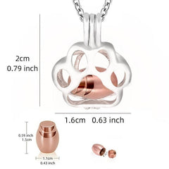 Paw Print Ashes Pendant Necklace for Pet Ashes