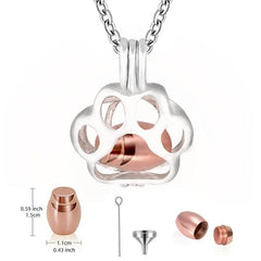 Paw Print Ashes Pendant Necklace for Pet Ashes