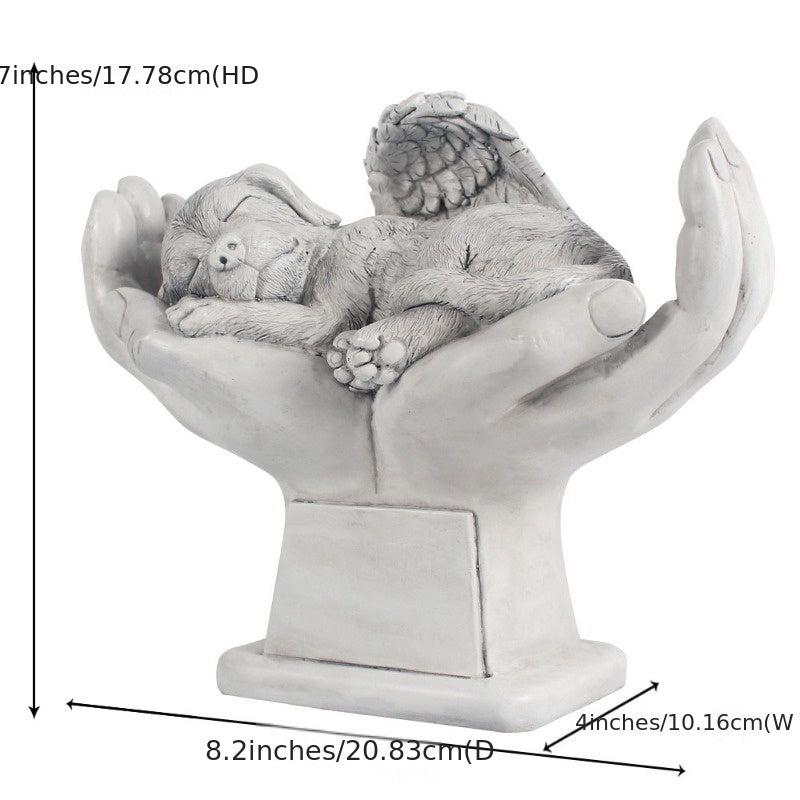 Dog Pet Grave Marker Angel Statue In God's Hands Pet Headstone