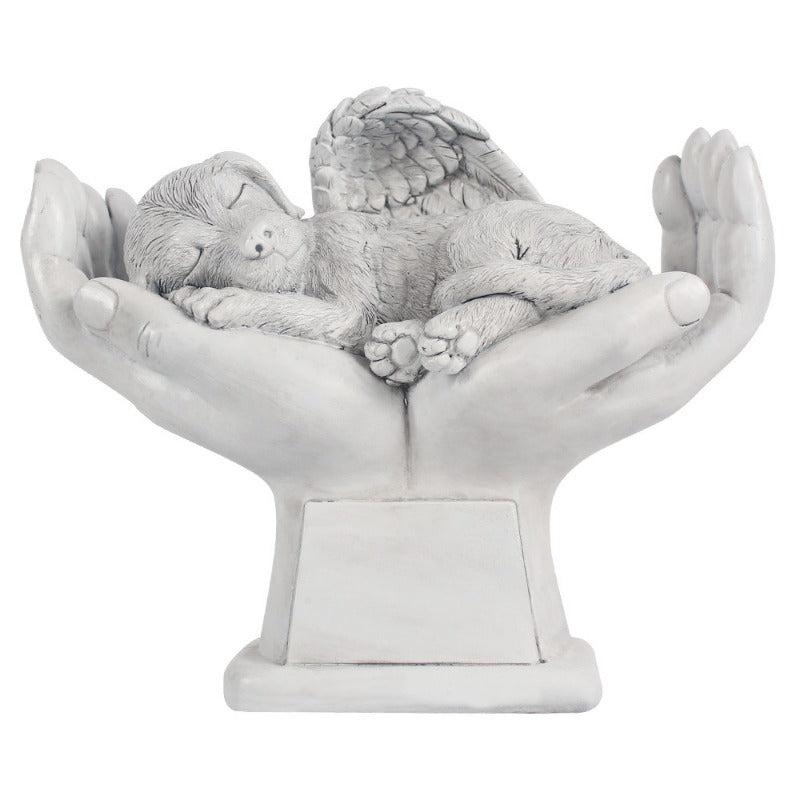 Dog Pet Grave Marker Angel Statue In God's Hands Pet Headstone