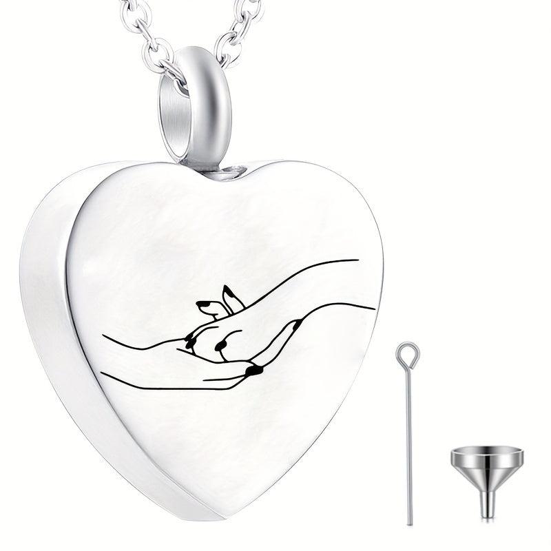 Stainless Steel Heart Urn Necklace for Ashes Cremation Jewelry
