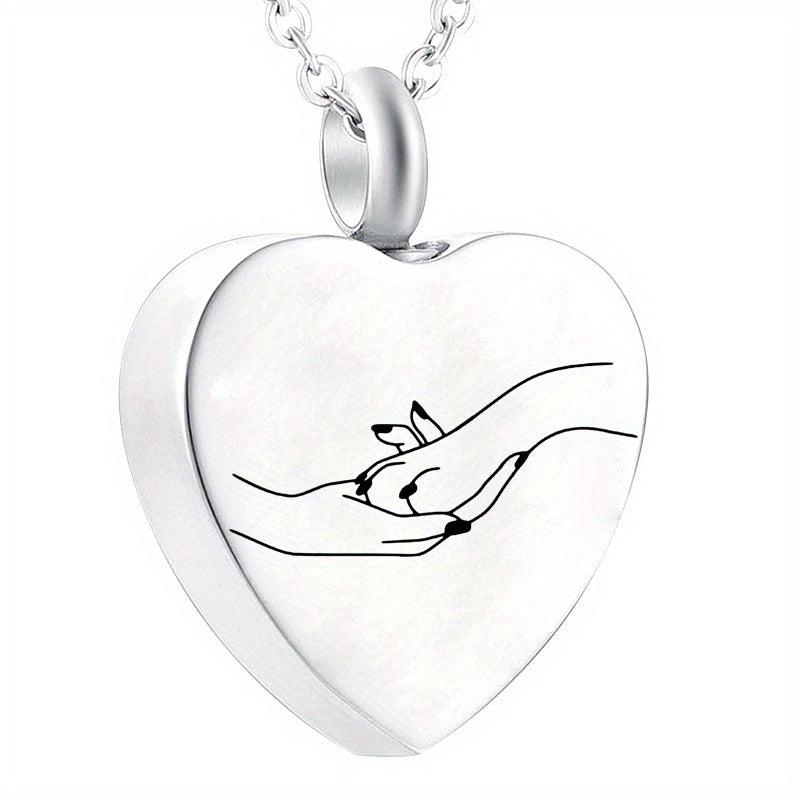 Stainless Steel Heart Urn Necklace for Ashes Cremation Jewelry