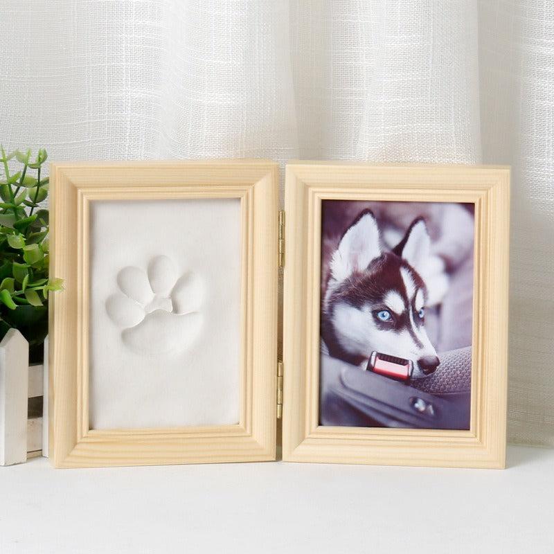 Dog Paw Print Kit Pet Paw Print Impression Kit Wooden Pet Memorial Photo Frame