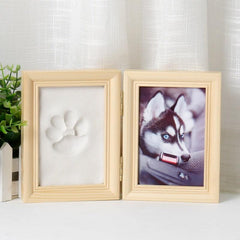 Dog Paw Print Kit Pet Paw Print Impression Kit Wooden Pet Memorial Photo Frame