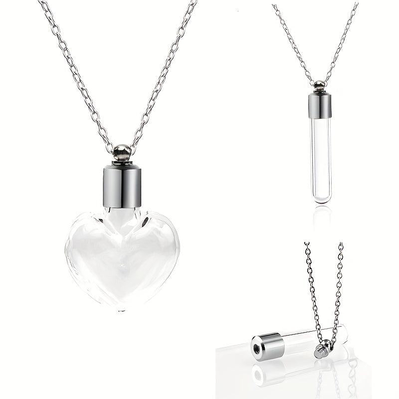 Stainless Steel Heart Pendant Cremation Urn Necklace