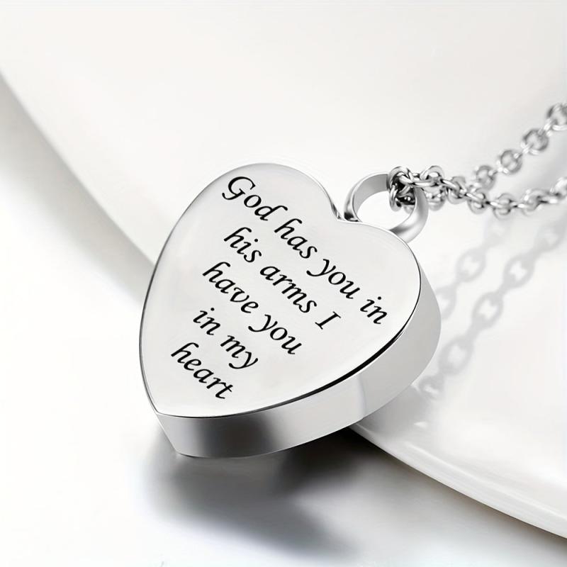 Stainless Steel Pet Memorial Necklace Heart Pendant Cremation Urn Cat Dog Ashes