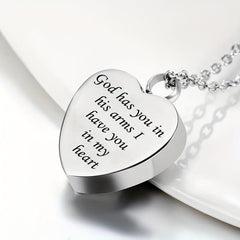 Stainless Steel Pet Memorial Necklace Heart Pendant Cremation Urn Cat Dog Ashes