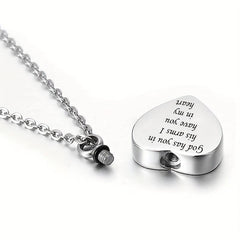Stainless Steel Pet Memorial Necklace Heart Pendant Cremation Urn Cat Dog Ashes