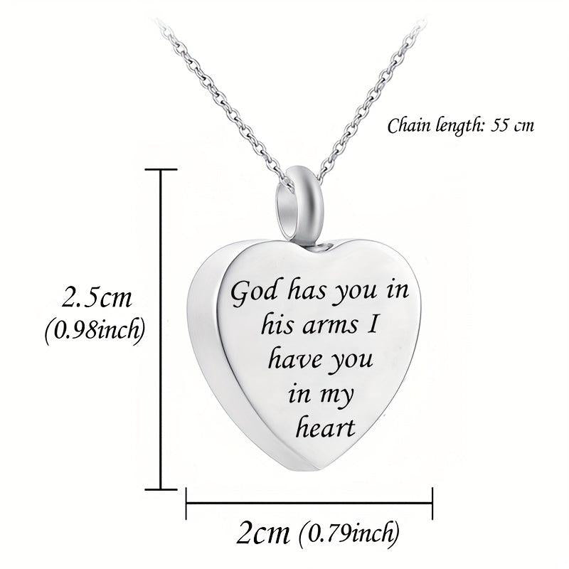 Stainless Steel Pet Memorial Necklace Heart Pendant Cremation Urn Cat Dog Ashes
