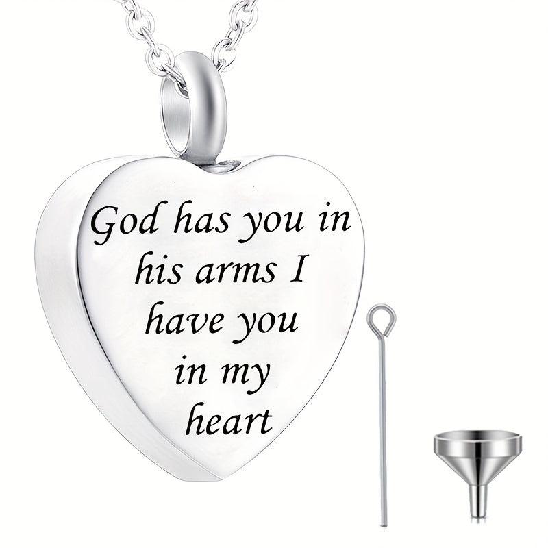 Stainless Steel Pet Memorial Necklace Heart Pendant Cremation Urn Cat Dog Ashes