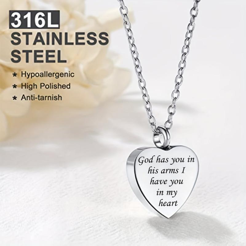 Stainless Steel Pet Memorial Necklace Heart Pendant Cremation Urn Cat Dog Ashes