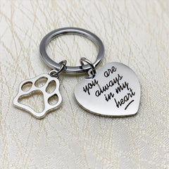 In My Heart Pet Memorial Keychain for Dog Cat Owners
