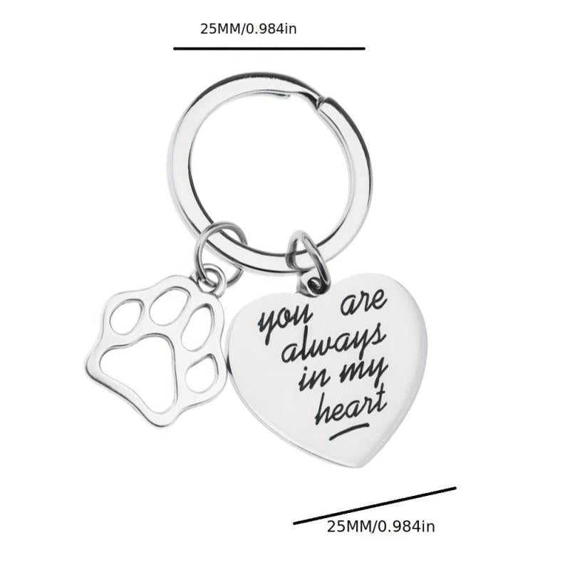 In My Heart Pet Memorial Keychain for Dog Cat Owners