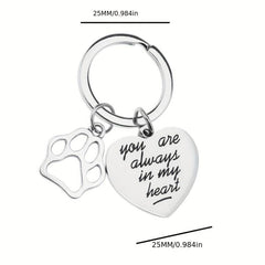 In My Heart Pet Memorial Keychain for Dog Cat Owners