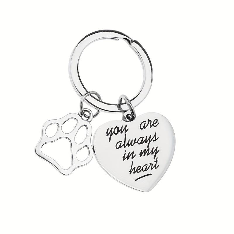 In My Heart Pet Memorial Keychain for Dog Cat Owners