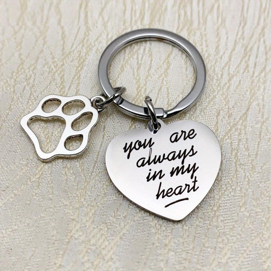 In My Heart Pet Memorial Keychain for Dog Cat Owners