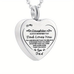 Heart Cremation Urn Necklace Stainless Steel Pendant Keepsake Gift
